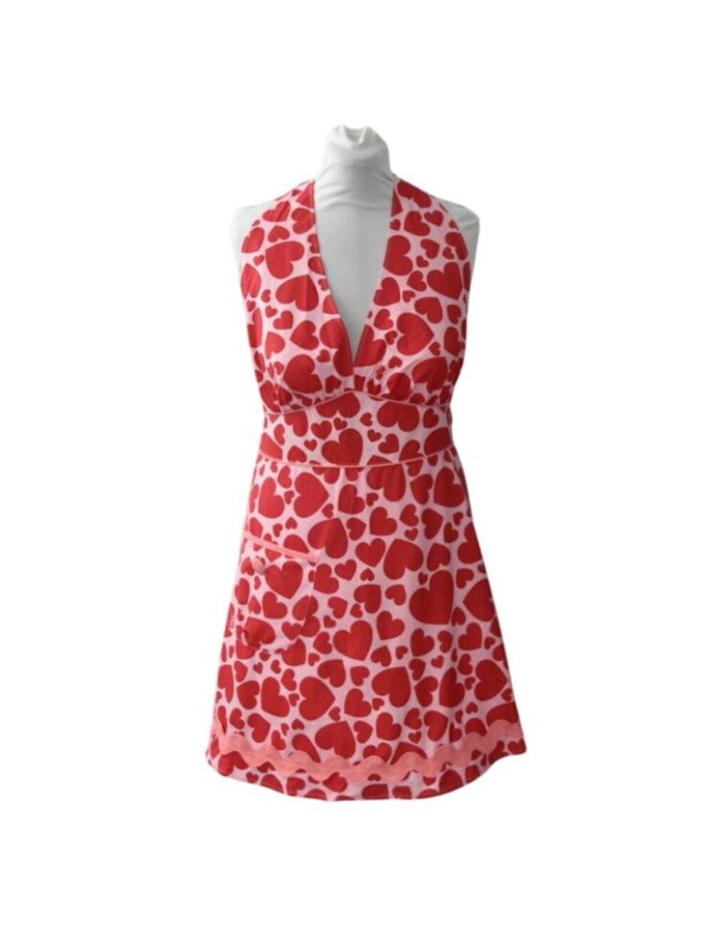 Jessie Steele Bombshell Sweethearts Apron Red Pink Heart Halter Pocket New
